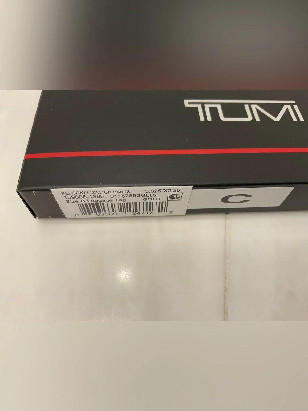 NEW Tumi 3.625” x 2.25” Leather Luggage Name Tag w/ Buckle - METALLIC GOLD